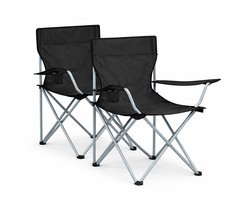 Travelhawk Campingstoel - Opvouwbaar - 2-Pack - 120KG Draagvermogen - Incl. Draagtas - Klapstoel - Visstoel - Kampeerstoel - Vouwstoel - Zwart