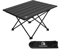 Travelhawk Campingtafel Inklapbaar - Campingtafel Opvouwbaar - Inklapbare Tafel - Kampeertafel - Vouwtafel - Camping Tafel - campingtafel Lichtgewicht - Picknicktafel Kinderen - Zwart - 68x40x40cm - Large