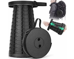 Travelhawk Opvouwbare kruk - Opvouwbare Stoel - Kruk - Krukje - Campingstoel - Inklapbaar - Telescopisch - Visstoel - Voetensteun - Zwart