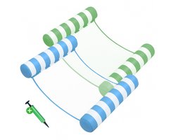 Travelhawk Waterhangmat - 2 Stuks - Waterhangmat Volwassenen - Water Hangmat - Luchtbed Zwembad - Luchtmatras Zwembad - Waterspeelgoed - Groen en Blauw