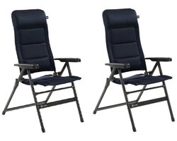 Travellife Barletta Campingstoel Comfort Blauw Model 2022 2 stuks - Ventilerend en weerbestendig Airmesh - Tot 120 kg draagvermogen - Trendy en compact