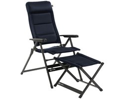 Travellife Barletta Campingstoel Comfort XL Blue met voetenbank - Rugleuning in 7 standen verstelbaar - Extra brede zitting - Complete set