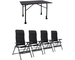 Travellife Barletta Ultra 120 tafel met Festo XL standenstoelen - Hoogwaardige, lichtgewicht campingset - Extra ruime campingstoelen