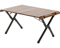 Travellife Camping Loungetafel Walnut 90 - Stijlvol en compact - Oprolbaar houten tafelblad - Inclusief draagtas