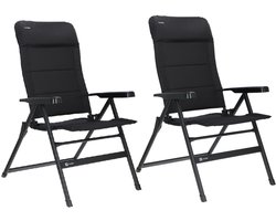 Travellife Festo Campingstoel L Grafiet Zwart - 2 stuks - In 7 standen verstelbaar - Compact opvouwbaar - Geïntegreerd Hoofdkussen