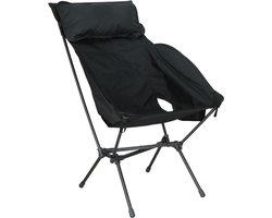 Travellife Finn Campingstoel Relax Lichtgewicht Zwart - Compact opvouwbaar - Comfortabel hoofdkussen - Inclusief draagtas