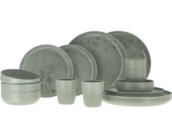 Travellife Palma Camping Serviesset Green 16-delig - Stevig en krasbestendig melamine - Met antislip ring