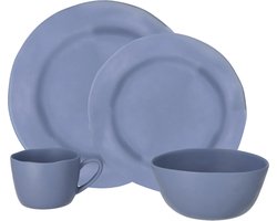 Travellife Soria Camping Serviesset Blauw 16-delig - Stevig en krasbestendig melamine - Vaatwasmachinebestendig - Complete set