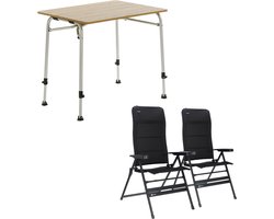 Travellife Sorrento Brown 80 - Festo XL Campingset - Lichtgewicht Campingtafel - 2 Comfortabele XL Standenstoelen