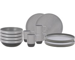 Travellife Vita Camping Serviesset Grijs 12-delig - Keramiek look - Stevig en krasbestendig melamine