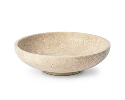 Travertin Fruitschaal – Groot - Fruitschaal - Fruitmand – Handgemaakt – Natuursteen – Marmer – Keramiek – Beige – Ø30 cm
