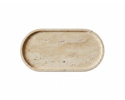 Travertin Tray – Ovaal Decoratieplateau – Beige Natuursteen/marmer – Handgemaakt – 35x17 cm – Dienblad
