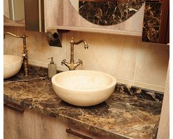 Travertin Wasbak - Rond - 42x42x15cm - Ivory