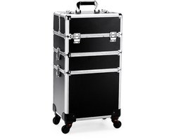 Travli Make Up Trolley - Make up koffer - Kapperskoffer - Beautycase - Cosmetica koffer - 106* 40* 31,5 cm - Zwart