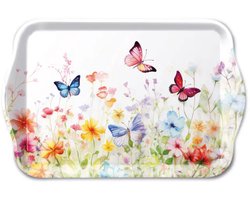 Tray melamine 13x21 cm Butterflies in field white