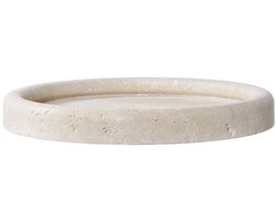 Tray Travertine - Natural Decorative Platter - Serveerlade - Duurzaam hout - Ø25,5 cm x 2,5 cm - 2390G