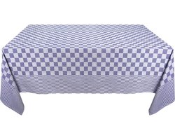 Treb Horecalinnen Tafelkleed Blauw en Wit Geblokt 140x140cm - Treb WS