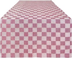 Treb Horecalinnen Tafelloper 2 Stuks Rood en Wit Geblokt 50x140cm - Treb WS