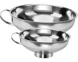 Trechter - 2 Stuks - vultrechter roestvrijstalen - jamtrechter - keukentrechter - keukengereedschap - keuken benodigdheden - voor Brede en Normale Potten - voor glazen flessen, kruidenpotjes - zilver