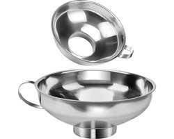 Trechter - 2stuks - jamtrechter - keukentrechter - 5.3cm/3.7cm - keukengereedschap - vaatwasserbestendig - voor Brede en Normale Potten - voor glazen flessen, kruidenpotjes - RVS - zilver