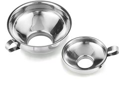 Trechter - 2stuks - jamtrechter - keukentrechter - trechter keuken - 5.3cm/3.7cm - keukengereedschap - vaatwasserbestendig - voor Brede en Normale Potten - voor glazen flessen, kruidenpotjes - trechter rvs - trechters - zilver