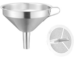 Trechter RVS - Keuken Trechters - Mini Trechter 11cm met Filter Zeef - voor Vloeistofoverdracht - Keukengereedschap - Geschikt voor glazen flessen, kruidenpotjes - Keukengerei