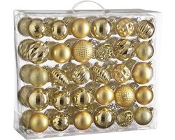 Tree decoration unbreakable gold 60 pieces - d7cm