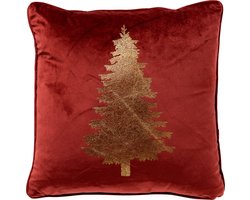 TREE - kussenhoes 45x45 cm - kerst - fluweel - Biking Red - rood