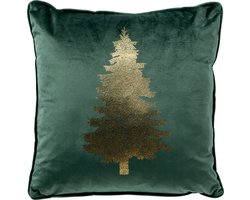 TREE - kussenhoes 45x45 cm - kerst - fluweel - Mountain View - groen