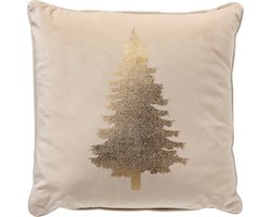 TREE - kussenhoes 45x45 cm - kerst - fluweel - Whisper White - wit