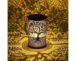 Tree Of Life Metal Solar Lanterns Outdoor Waterproof - Hanging Standing LED Landscape Lights - Garden Yard Patio Lawn Decor Lamp - Tabletop Backyard Porch Pathway Accessory - Energy-Saving Decorative Lighting