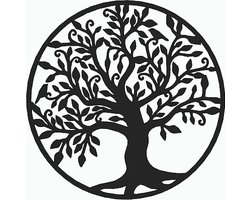 Tree of Life -Stalen Wanddecoratie Industrieel-Wanddecoratie Metaal-Muurdecoratie Metaal-Muurdecoratie Staal-2 mm Dik-Zwarte Poedercoating