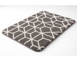 Tree Ville Luxe Badmat 50x80 CM - Douchemat met antislip - Badmat met antislip - Lichtgrijs wit