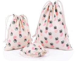 Trekkoord Organisator Tas Set (3 Stuks/4 Stuks) – Herbruikbare Opbergtassen voor Make-up, Home, Travel Accessoires, en Kinderbenodigdheden – Leuke Opbergtas voor Kids Stuff, Luier