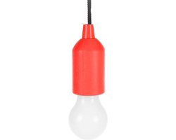 Treklamp LED licht - kunststof - rood - 15 cm - met koord van 90 cm