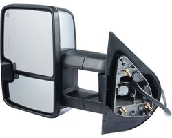 Trekspiegel, Set van Paar Links en Rechts voor Chevrolet Silverado (2007-2014)/Gmc/Cadillac, Elektrisch Verwarmde Trekspiegel met Indicatielampje, Telescopisch Inklapbaar, Zilver