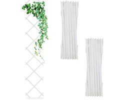 trellis hout - set van 3 - 180 x 30 cm - klimplanten - muur - wit