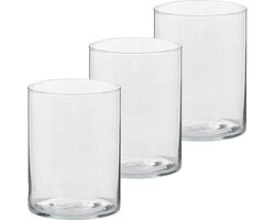 Trend Candles Theelichthouder - 3x - transparant - glas - hoog model - 5,5 x 6,5 cm - Glazen kaarsenhouders - Woondecoraties
