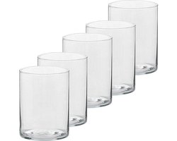 Trend Candles Theelichthouder - 5x - transparant - glas - hoog model - 5,5 x 6,5 cm - Glazen kaarsenhouders - Woondecoraties