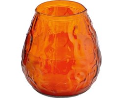 Trend Candles Windlicht kaars - oranje - 48 branduren - Glas - 10 x 10 cm - Terraskaarsen/tuinkaarsen
