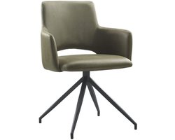 Trend Living Alix Eetkamerstoel - Groen - Stof - Stoel - Normale eetkamerstoel - Draaibaar - Met Armleuning