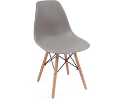 Trend24 - Eetkamerstoelen - Scandinavische stijl - Set van 6 stuks - Grijs - Plastic - Metaal - Massief hout