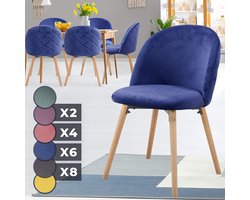 Trend24 Eetkamerstoelen set van 2 - Stoelen eetkamer - Stoelen set van 4 - Stoelen 4 stuks - Stof - Hout - Turquoise