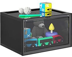 Trend24 Opbergbox - Schoenen opbergsysteem - Opbergdoos - Opbergbox met deksel - Schoenenopbergers - Set van 6 stuks - 36 x 28 x 22 cm - Transparant - Zwart