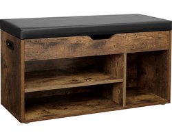 Trend24 Schoenenkast - Schoenen opbergsysteem - Opbergkast - Schoenenbank - Schoenkast - Met lade - Spaanplaat - 80 x 30 x 44 cm - Rustiek bruin