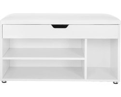 Trend24 Schoenenkast - Schoenen opbergsysteem - Opbergkast - Schoenenbank - Schoenkast - Met lade - Spaanplaat - 80 x 30 x 44 cm - Wit