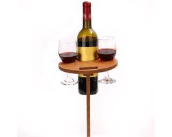 Trend24 - Wijntafel - Picknicktafel- Strandtafel - Inklapbaar - Draagbaar - Hout - Bruin