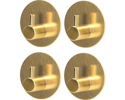 Trendfield Handdoekhaakjes RVS Zelfklevend - 4 Ronde Gouden Handdoek Haakjes - Handdoekhaak - Goud