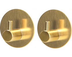 Trendfield Handdoekhaakjes Zelfklevend Goud - 2 Ronde Gouden Handdoek Haakjes - Handdoekhaak - Goud