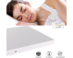 Trendimo Topmatras - 160x200x12 - Topper Matras HR Koudschuim -Bamboo Hybrid - Topdekmatras - Afritsbaar Wasbaar Tijk - Orthopedisch Purschuim - Anti-allergisch - 160x200x12
